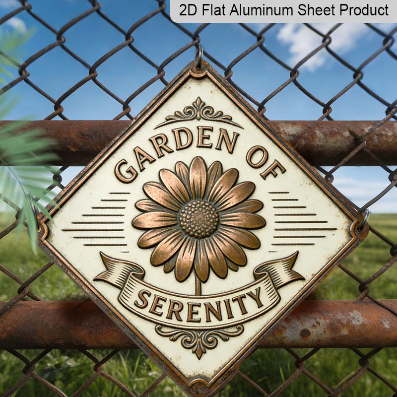 

2D Flat, 1pc Vintage Serene Garden Theme Aluminum Wall Plaque - Thin Metal Sign Suitable for / Decoration - Memorial Gift for Father, Wall-Mounted 20*20cm
