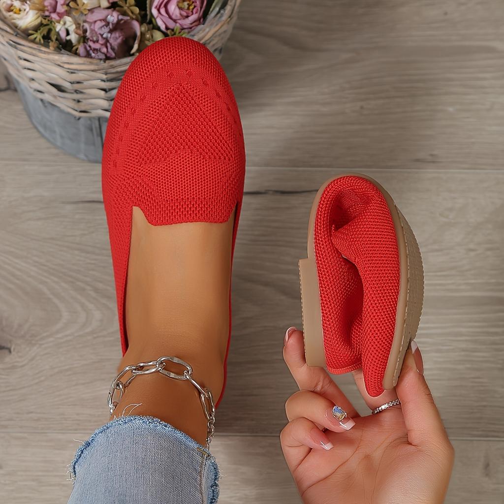 Plus Size 43 Women's Shoes Spring and Autumn New Shallow Mouth Beans Shoes Mesh Breathable Comfortable Round Head Flat Shoes