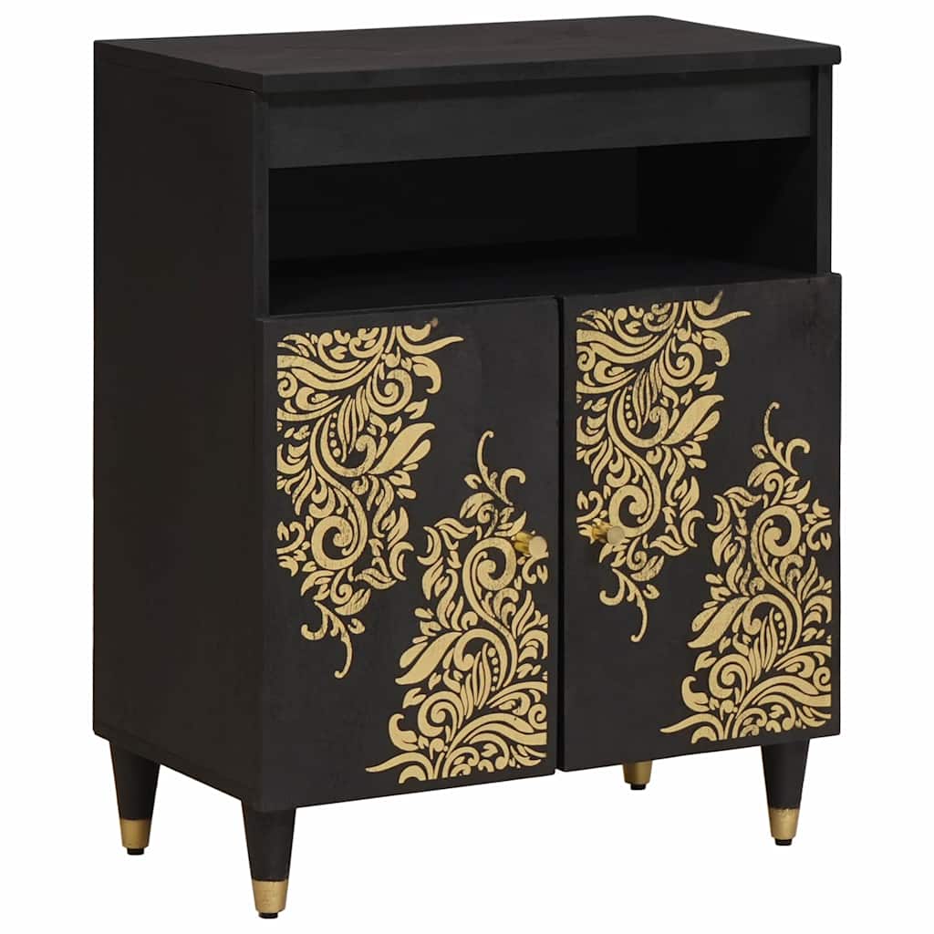 Black Sideboard with Shelf 60 x 33 x 75 cm Solid Mango Wood