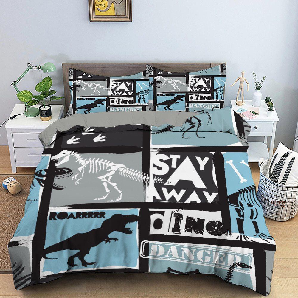3D Digital Printing Bedding Camouflage Dinosaur Cartoon Quilt Cover Three-Piece Set 70 * 133