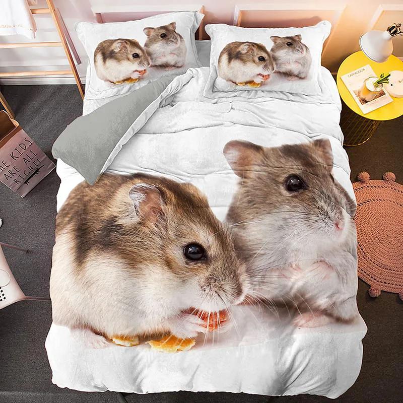 3D Hamster Duvet Cover King Queen Size Lovely Guinea Pig Bedding Set for Kids Teens Adults Family Pet Animal 2/3pcs Quilt Cover