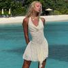 Perspective Neck Hanging Backless Dress Lace See-through Halter Backless Dress