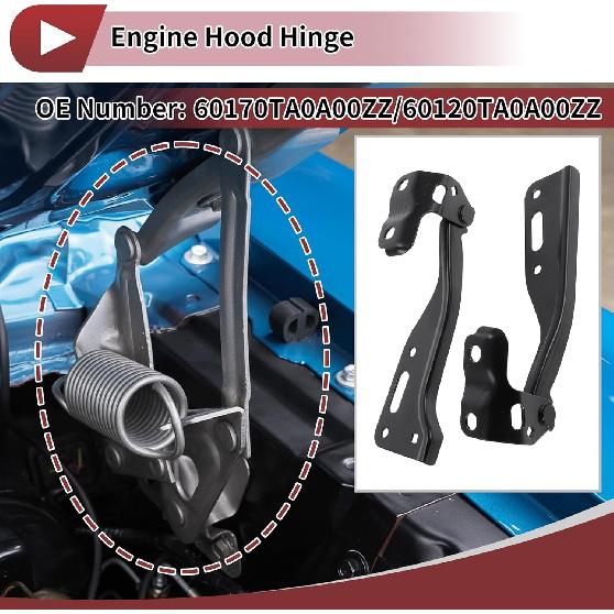 1 Pair Hood Hinges for Honda Accord 2008-2012 for Honda Crosstour 2012-2015 Front Bonnet Bracket No.60170TA0A00ZZ/60120TA0A00ZZ Black Iron