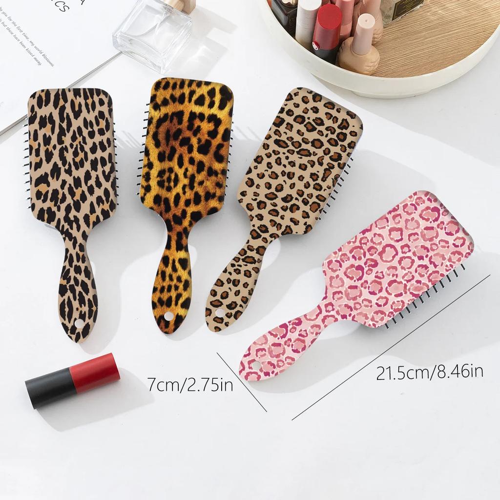 1 Piece of Leopard Print Print Comb with Air Cushion, Anti-Static Hair Brush, Suitable for All Hair Types
