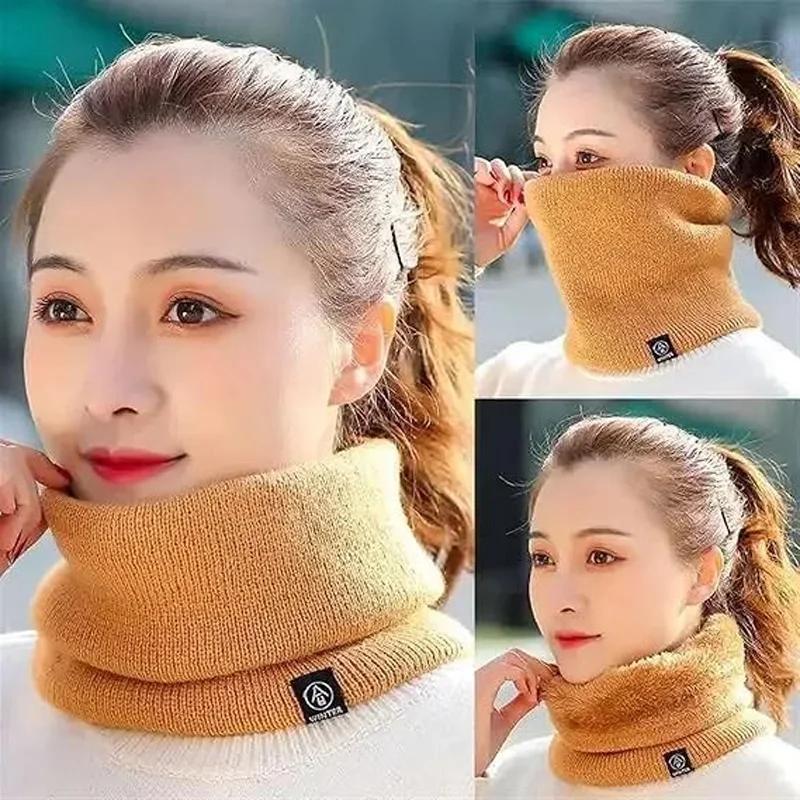 Full Face Mask Snood Warm Winter Ring Scarf Women Men Unisex Solid Plus Velvet Knitted Neck Scarves Bufanda Muffler