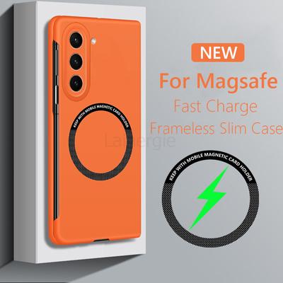 Bezrámové magnetické pouzdro Magsafe Slim Case pro Samsung Galaxy Z Fold5 Fold4 Fold3 Fold 3 4 5 5G bezdrátové nabíjení Nárazuvzdorný matný pevný zadní kryt