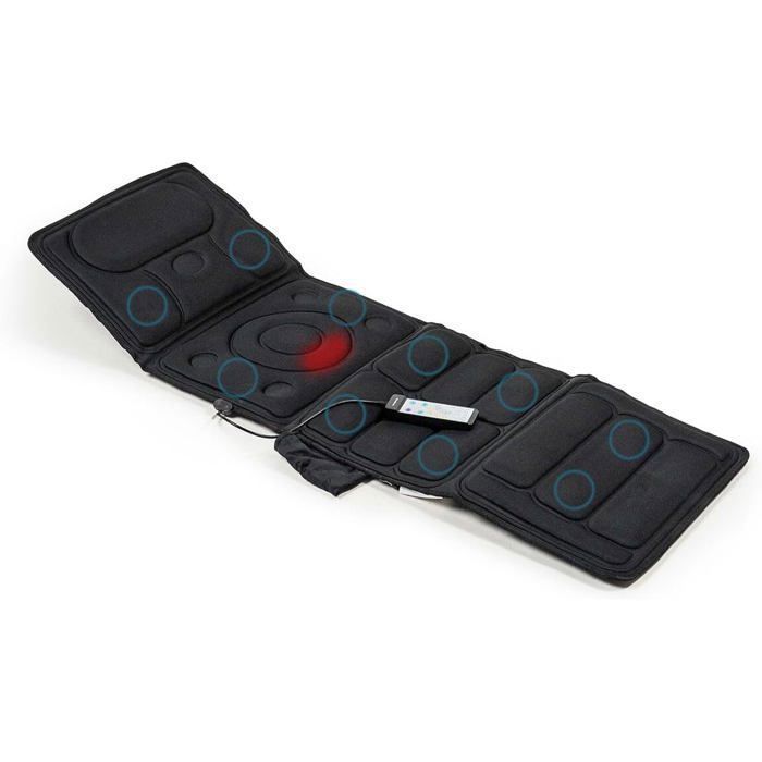 Electric Heated Massage Seat – Heating Mattress – 10 Vibrating Motors, 5 Modes, 3 Intensities, Lumbar Heating, Remote Control