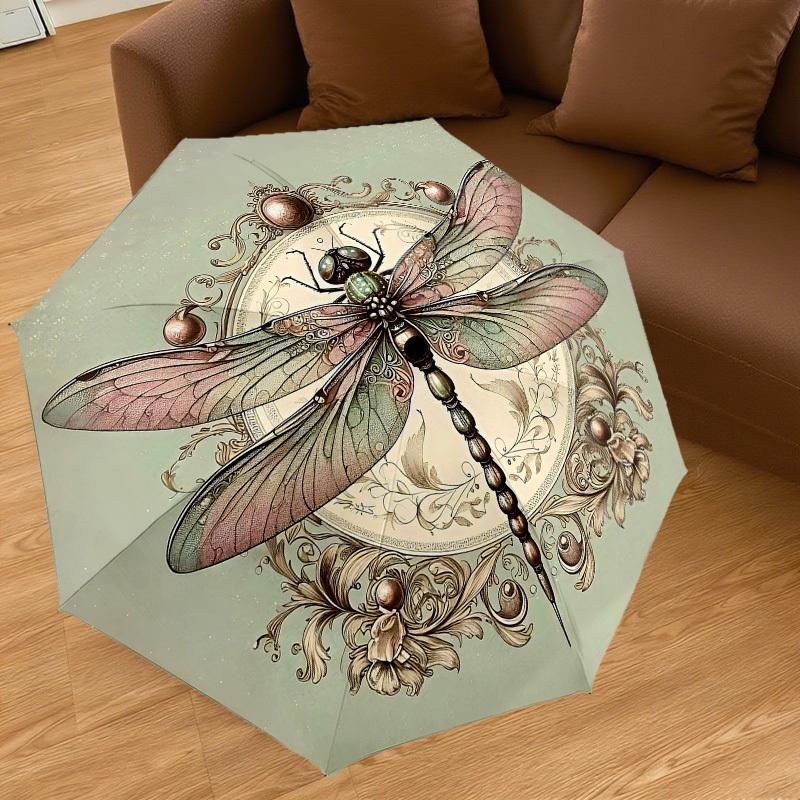 1PC dragonfly floralAutomatic Open/Close Umbrella with Windproof, 8-Rib Sturdy Canopy, Durable Ribs, Fashionable Design1211A