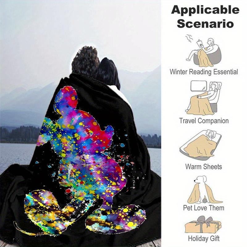 1pc, Mickey (2) Home Decor Flannel Blanket Perfect Gift for Bedroom, Living Room, Travel, Camping, Car