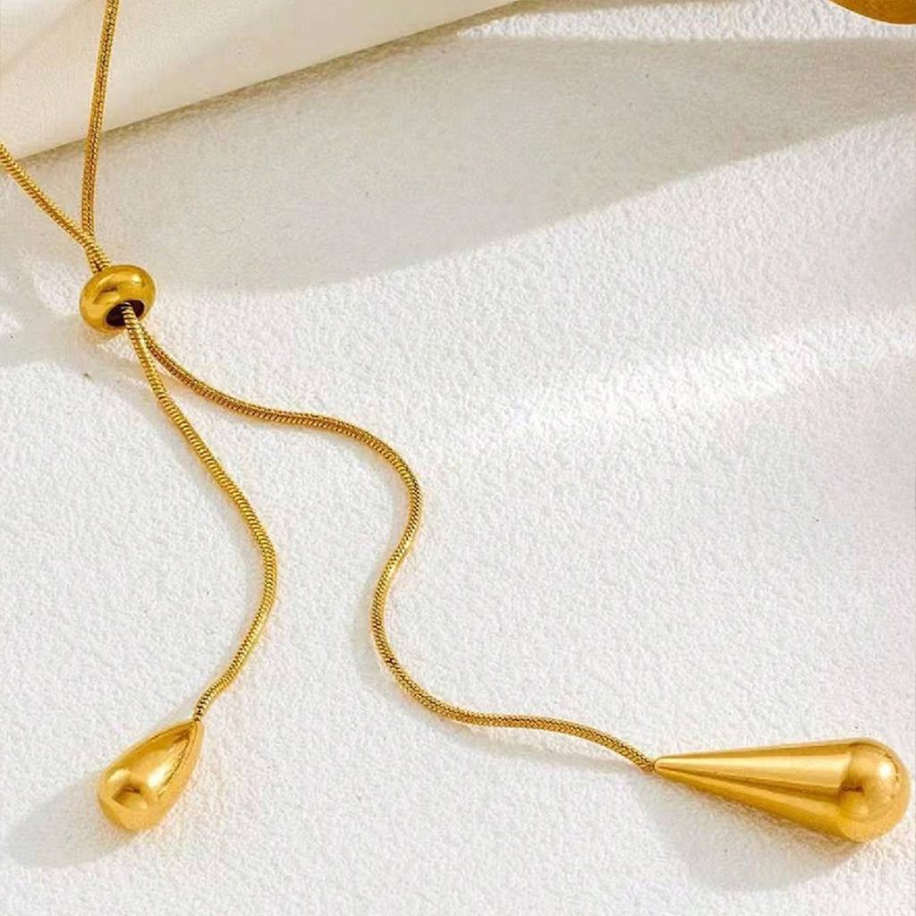 Cold Wind Light Luxury Niche Gold Water Drop Pendant Necklace