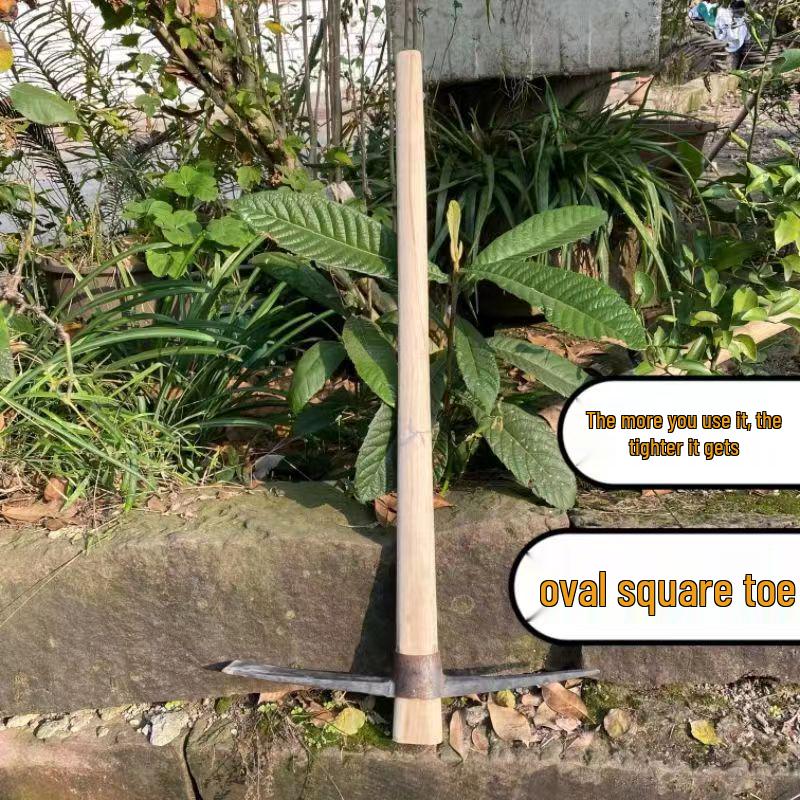 Durable Outdoor Pickaxe with Sturdy Oval Wooden Handle