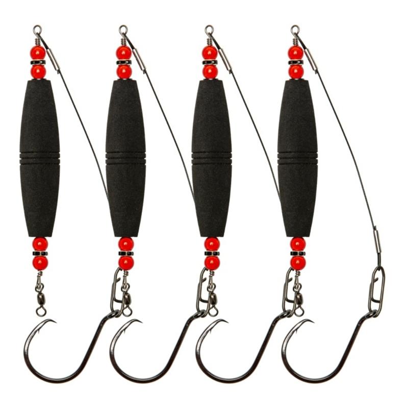 4Pcs High Buoyancy Catfishes Rattling Line Float Catfishes Float Rigs with Hook Fishing Bobbers EVA Foams Peg Float