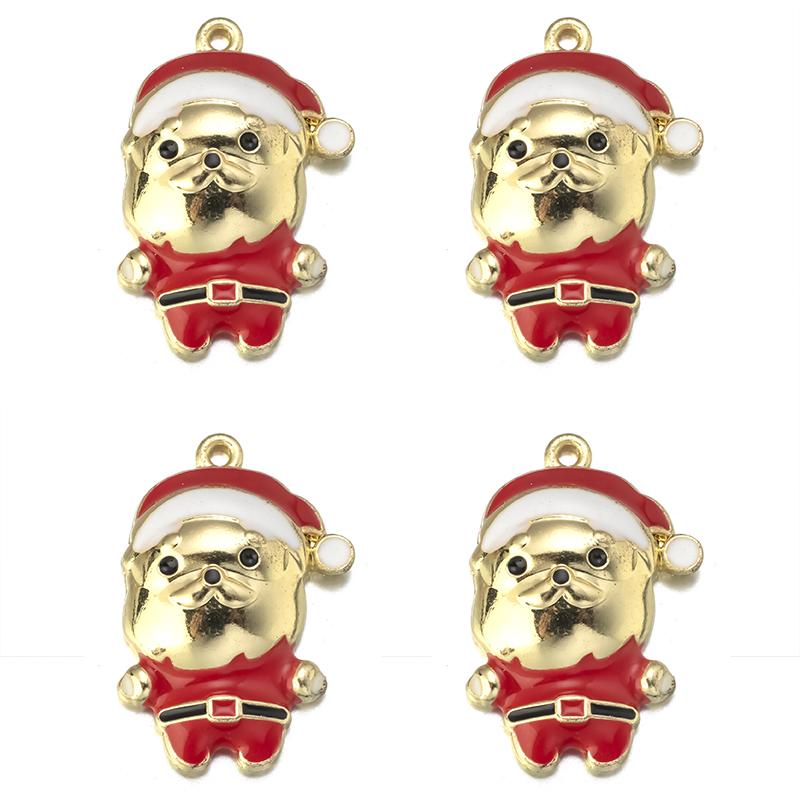 10pcs/lot Alloy Drip Oil Pendant Santa Claus Snowman Christmas Tree Charm Pendant For DIY Men Women Earrings Necklace Party Gift