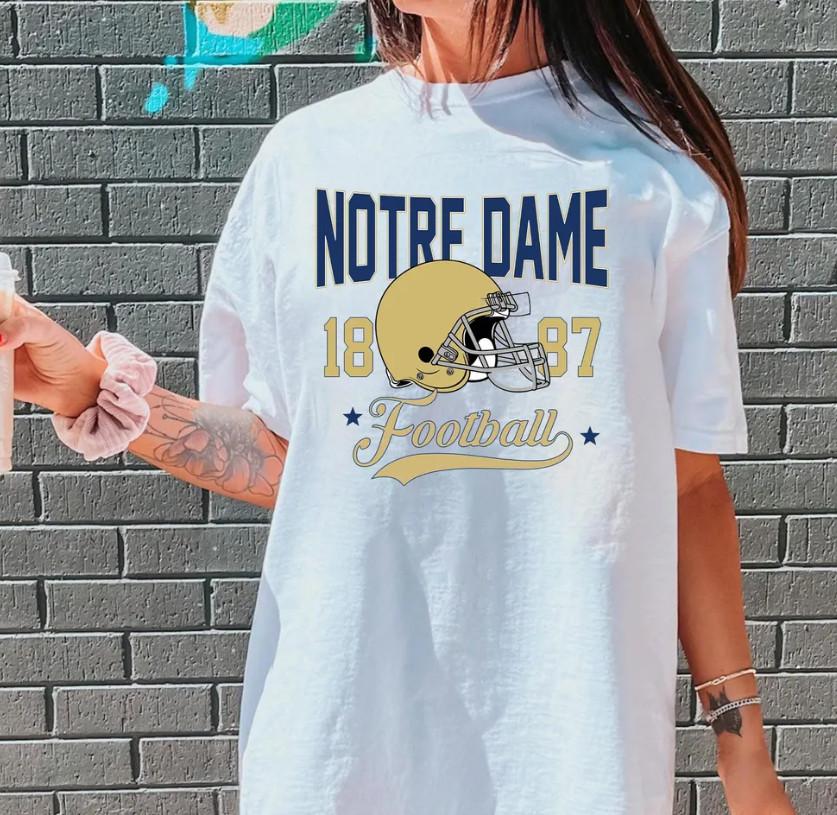 Ретро Футбол Notre Dame - Стиль Футбол Notre Dame Свитшот для фаната Подарок Футболка Унисекс Футболка XXXL