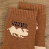 5 Pairs Of Thick Camel Pattern Crew Socks For Men Warm Comfortable Ideal For Fall Winter Outdoor Activities, Hiking, Trekking, Camping, And Fishing