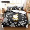 Merry Christmas Duvet Cover Set Twin King Queen Cartoon Santa Claus Bedding Set Polyester Christmas Gingerbread Man Quilt Cover