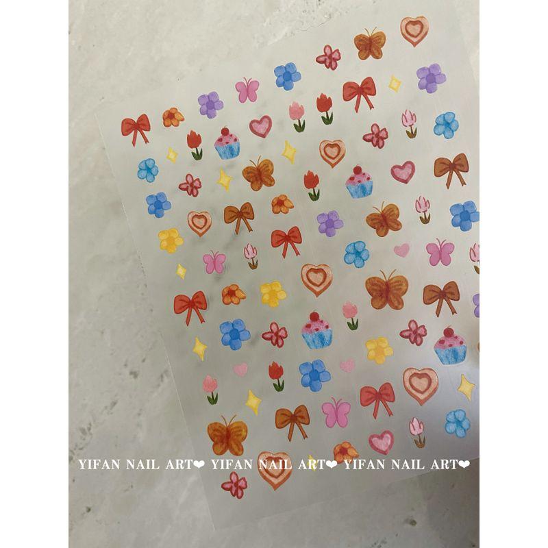 

Yifannail [Korean Style Material] Cute Small Animal World INS Short Nail Button Nail Sticker J241 J241-1. [Thin Tough Water Colored Butterfly. 1]]