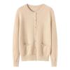 Lekasha Women's Round Neck Cashmere Cardigan - Loose Knit Sweater Jacket