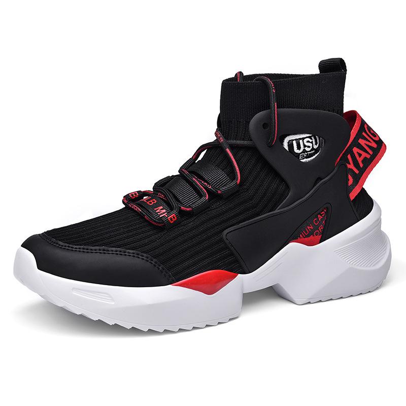 Amazon Casual Sneakers Winter Velvet Dad Men's Shoes Fly-woven Thick-soled Inner Heightening Socks Boots
