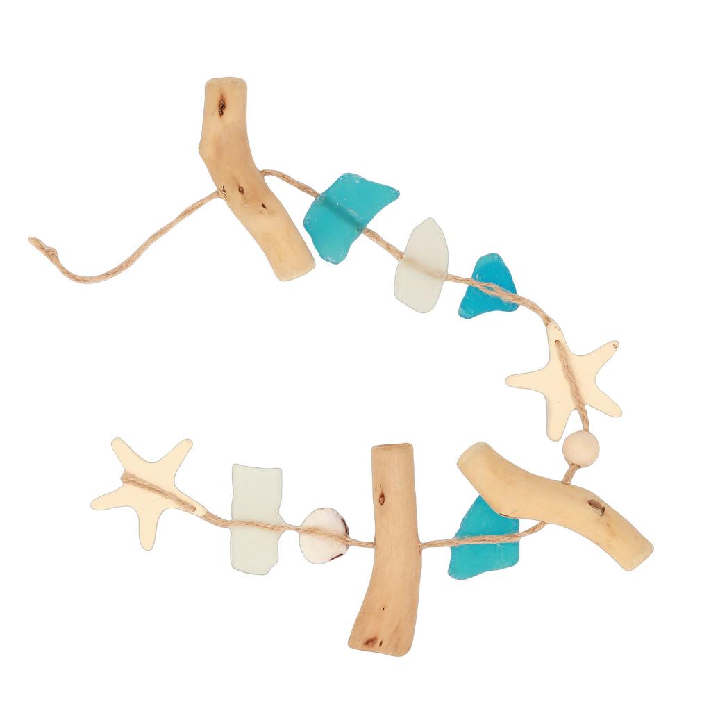 Sea Glass Wooden Nautical Wall Decor Beach Coastal Theme Seashell Starfish Conch Wall Hanging Art Decoration
