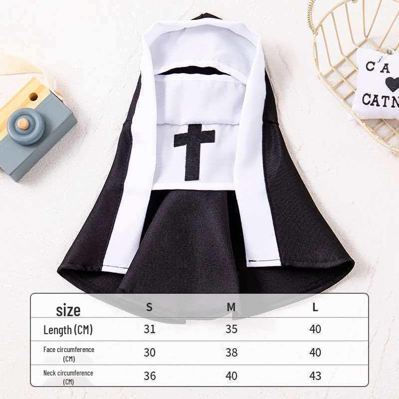 Halloween Nun Costume for Cats and Dogs - Pet Dress-up Photography Prop