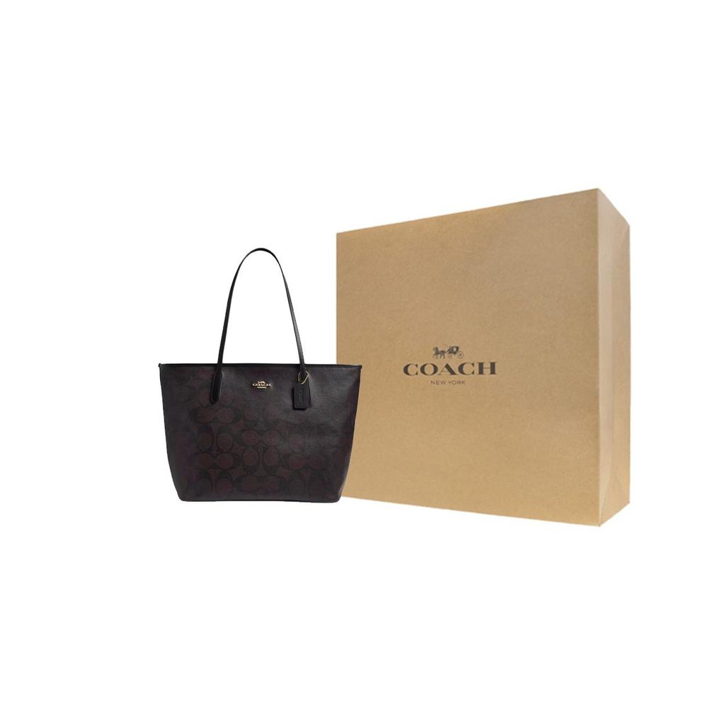 Coach City beschichtete Canvas-Tragetasche, Einkaufstasche, Handtasche, Umhängetasche Groß Damen Walnuss CCD66-IMXAQ