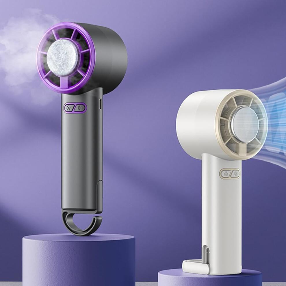 Portable Handheld Fan with Ice Cooling Technology, Three Speed, Rechargeable Cream Model