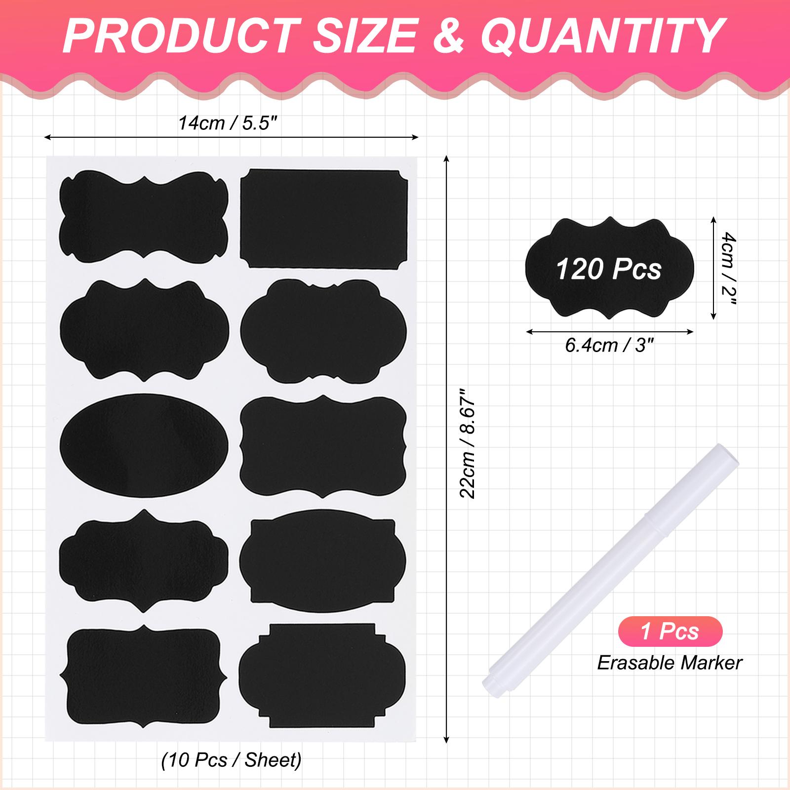 

120/240Pcs Chalkboard Labels for Jars PVC Waterproof Self Adhesive Blank Gift Stickers All Purpose Name Tags Sticker with Marker