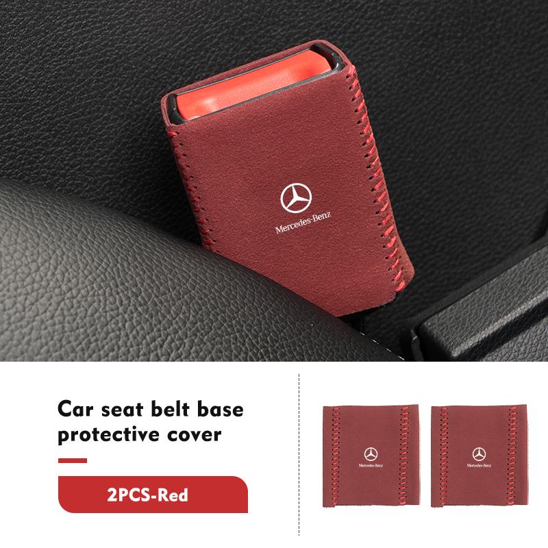 D1-2pcs Car Suede Belt Buckle Protector Anti-Scratch Safety Base For Benz W202 W212 W126 W140 W168 W177 CLS GLE GLC GLS CLA