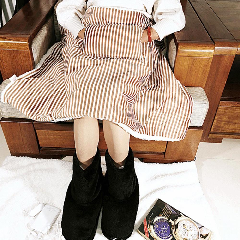 

3-Gear USB Electric Heating Blanket Office Home Body Warm Heated Blanket Shawl with Hand Pocket Coffee