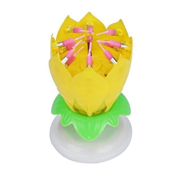 Alles Gute zum Geburtstag Unglaubliche Lotusblüte Musikalische Kerze Drehende Blume Gelb ZSY51104063YE_1904 Gelb