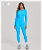Women's Color Block Stand Collar Jumpsuit - Half Zipper Yoga Fitness Wear for High-Intensity Sports