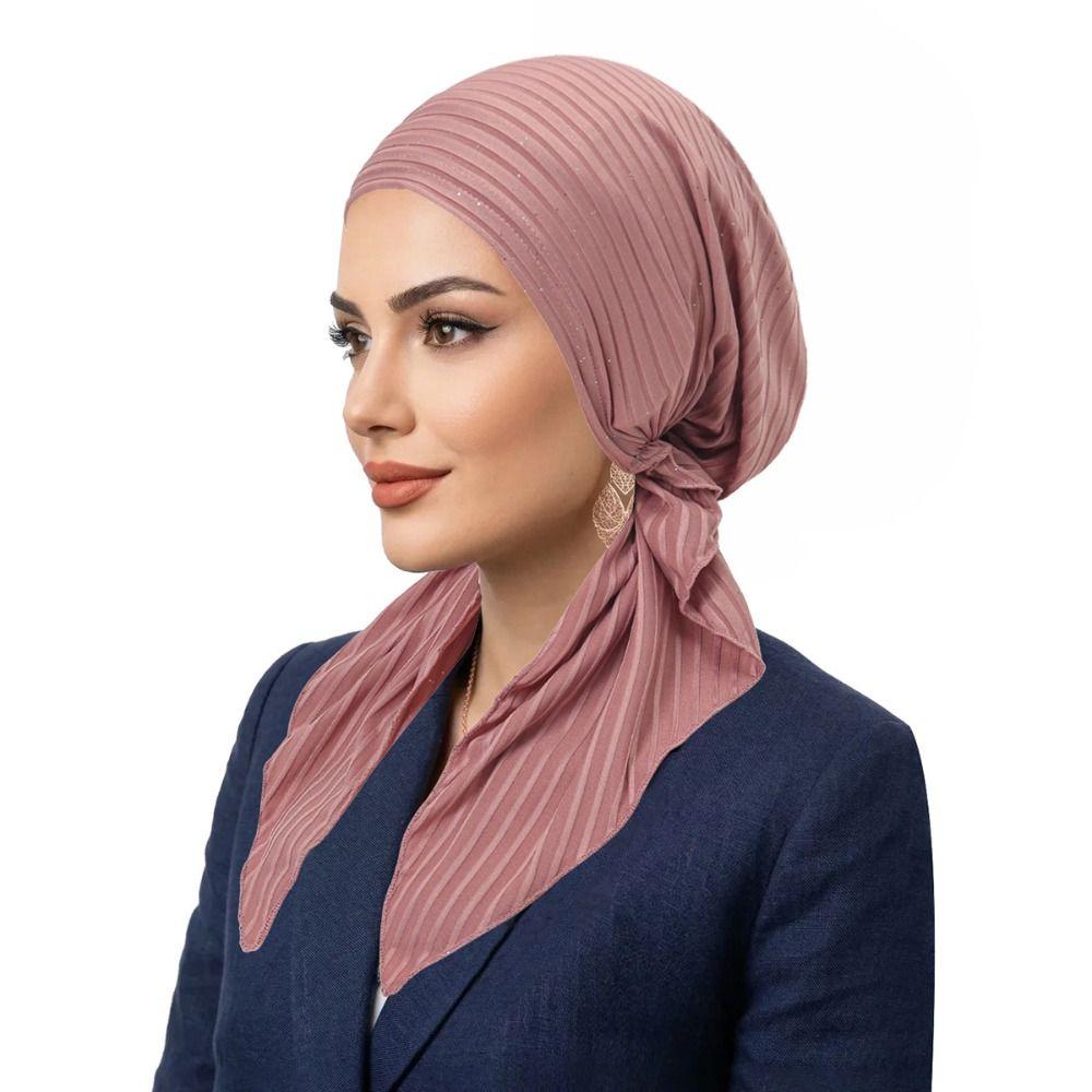 Breathable Pre-Tied Turban Stretch Fabric Bonnet Hat Trendy Head Wrap Women