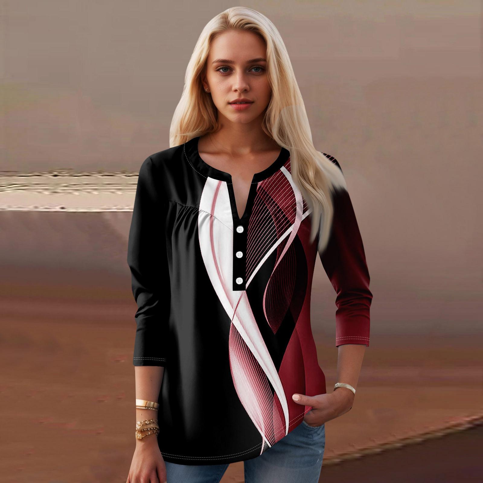 

Женская мода повседневный топ с длинным рукавом и круглым вырезом с цветочным принтом XXL