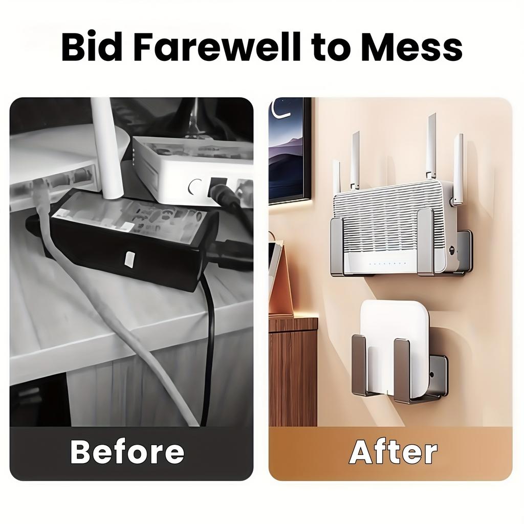 6pcs Router Placement Rack No-Drill Save Space Easy To Install Durable Wall Mounted Socket Fixed Bracket Cutting Board Rack