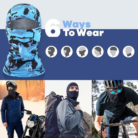 Camouflage Cycling Face Guard Neck Gaiter UV Protection Breathable Outdoor Motorcycle Helmet Liner Bandana Balaclava Neck Scarf Face Shield