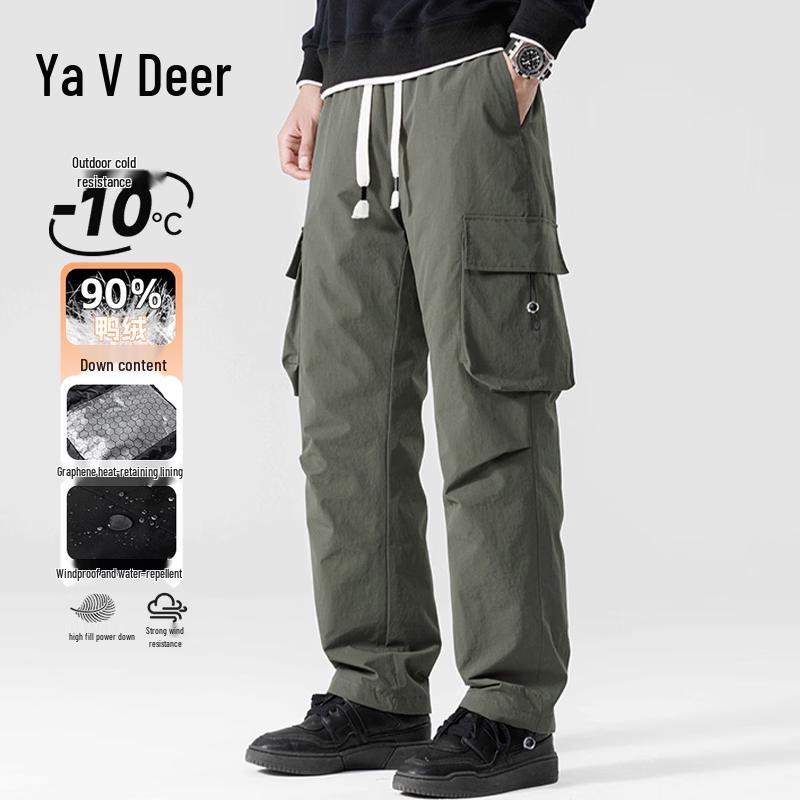 Yalu Men's 90% Duck Down Insulated Straight-Leg Cargo Pants