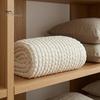 Thermal Insulation Blanket for Autumn Waffle Textured Fleece Throw Blanket, Solid Color Milk Flannel Grid Cut Warm Plush Couch Soft Cozy Bed
