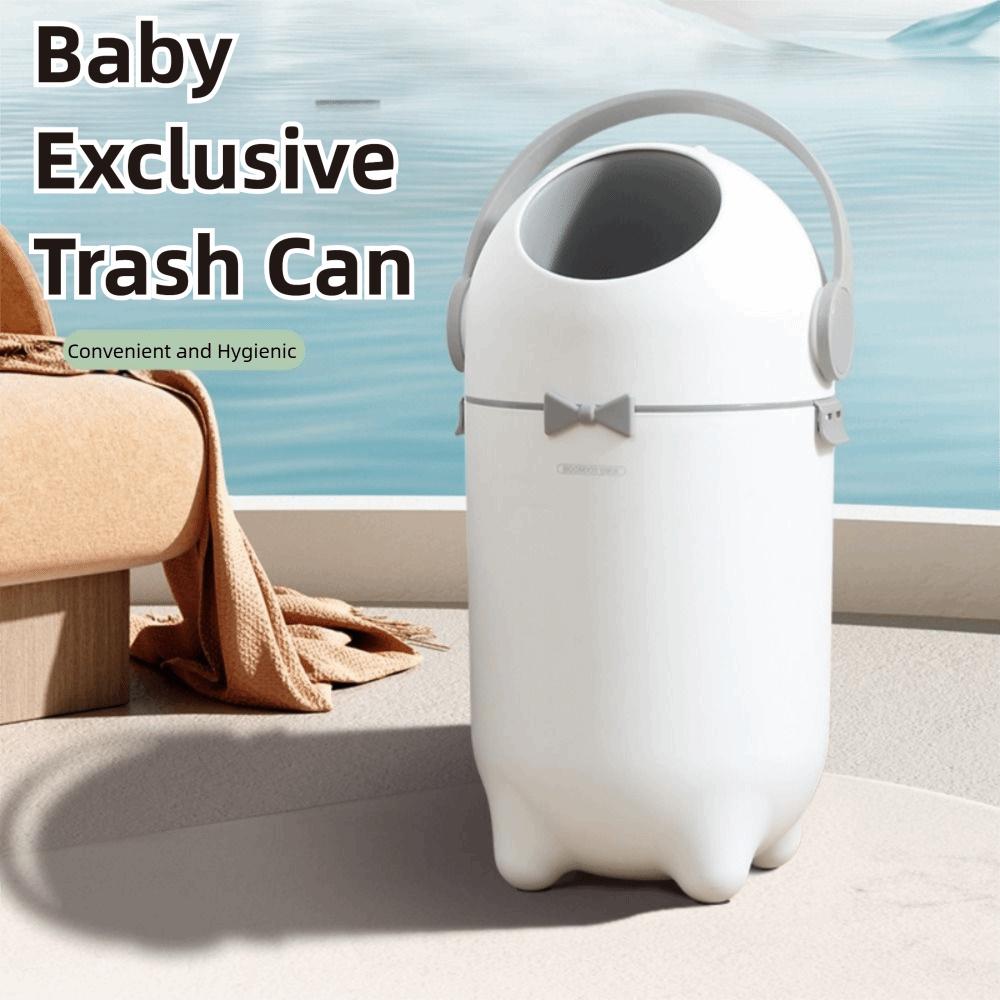 Large Capacity Diaper Trash Can with Lid Simple Trash Bin Portable Waste Can  Household