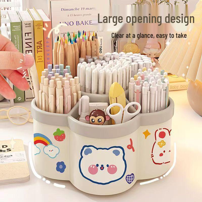 

Креативна обертова підставка для ручок: Багатофункціональний бокс для зберігання канцелярського приладдя великої місткості з милим мультяшним дизайном Boxed