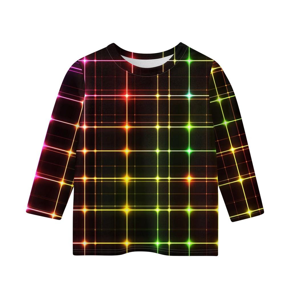 Print Tops For Youth Girls Round Neck 3/4 Sleeves T-Shirts Trendy Tops Outfit Tees