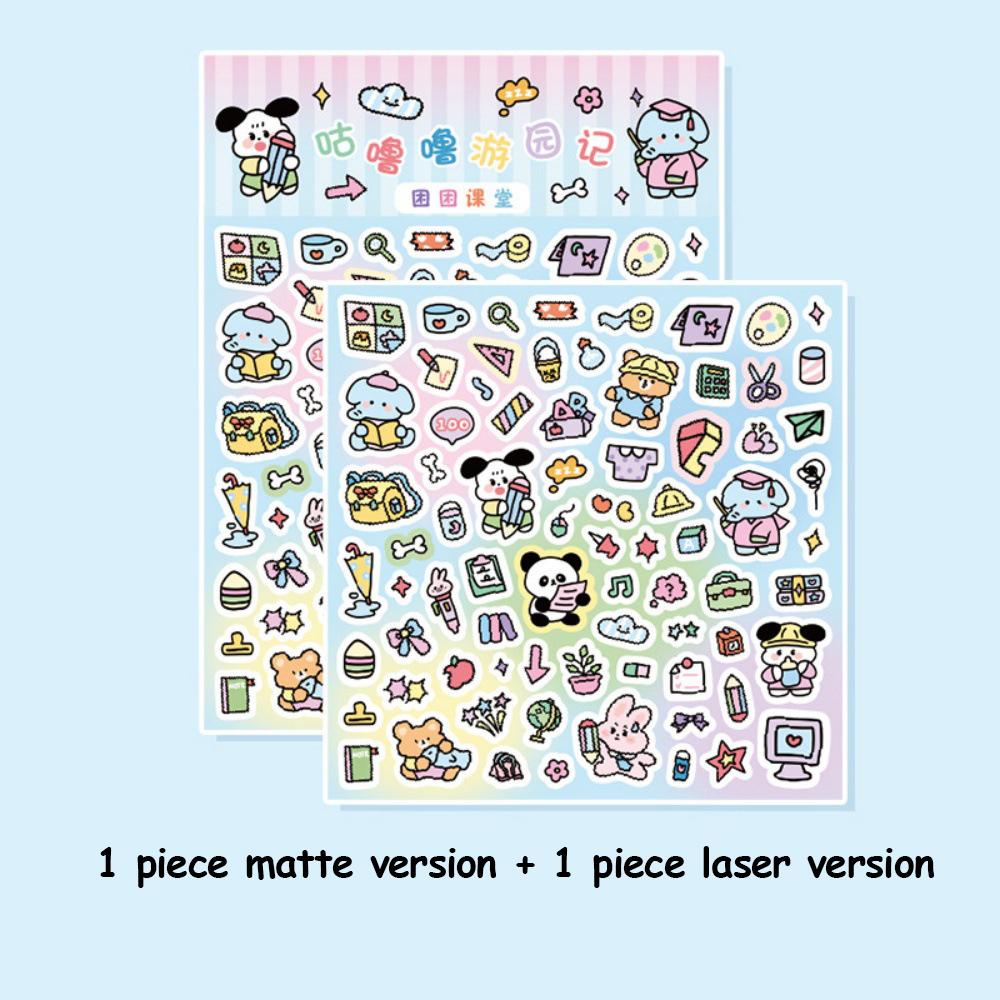 2 buc/set Kawaii DIY Goo Card Stickers Kit Drăguț Desen Animat Animal Suport Card Decorațiune Drăguț DIY Decorațiune Papetărie pentru Caiet