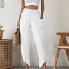 Women's Fashion Temperament Solid Color Casual Bunched Foot Pants Loose Pocket Cotton Hemp Cloth Small Foot Pants
