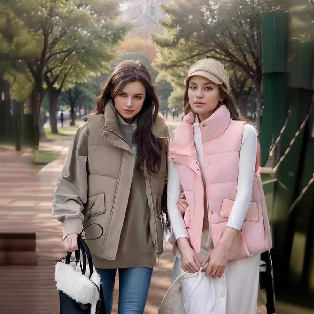 

Spring and autumn new short down cotton vest women wear loose Korean version outside wearing vest jacket M