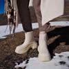 Krazing Pot  Cow Leather Wool Blend Winter Round Toe Platform Snow Boots Zipper Women Casual Keep Warm Ankle Boots