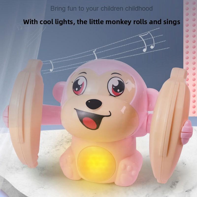 1 Baby Toy Electric Rolling Monkey Light Music Puzzle Sound Prompt Monkey Children's Toy Gift Preschool Education Toy