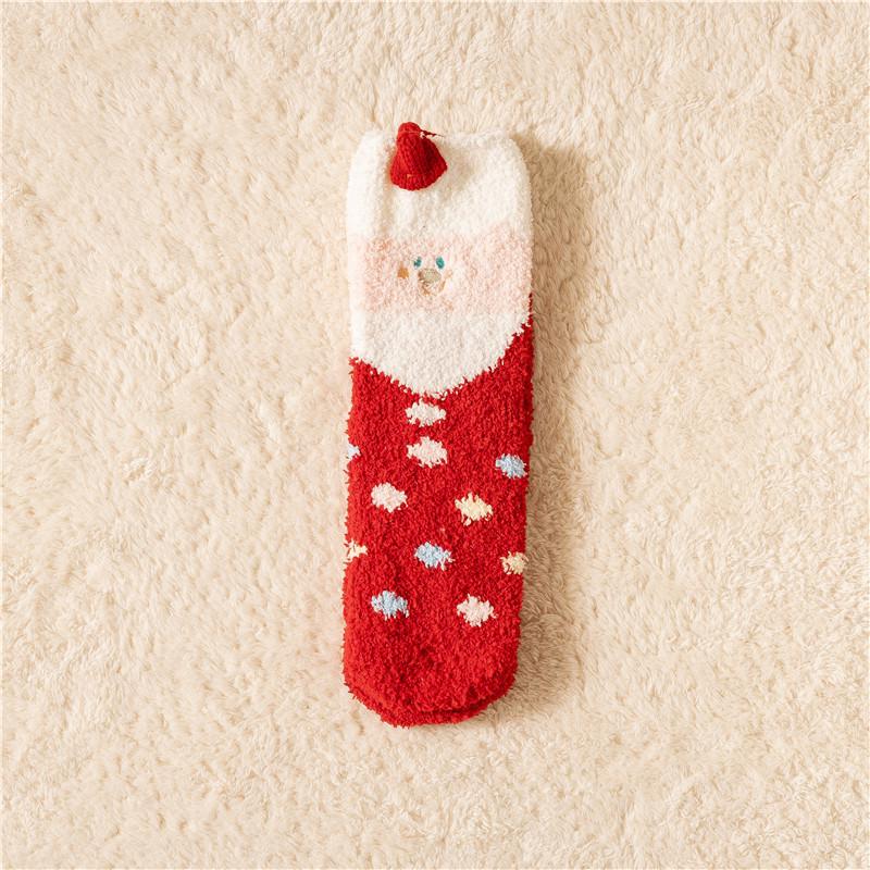 Chaussettes Boule de Noël en Polaire Corail pour Femmes - Prêtes pour l'Hiver, Résistantes au Froid, Chaussettes de Nuit Mi-Mollet Doublées Polaire, Cadeau de Noël Parfait.