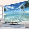 Tropical Beach Ocean Tapestry, Palm Tree Seascape Background Cloth, Summer Wall Decor