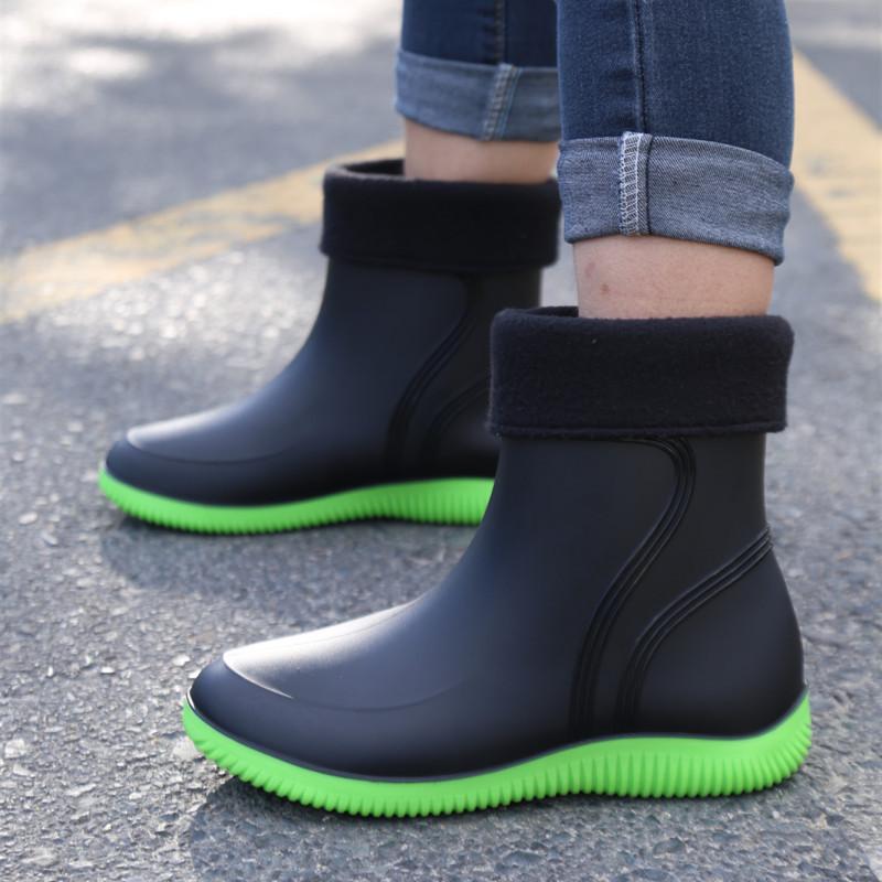Fashion Mid-tube Rain Boots Men's Water Shoes Low-top Rain Boots Waterproof Non-slip Kitchen Rubber Shoes Fishing Car Wash Work Shoes