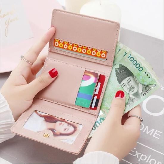 Portafogli da donna Portafogli da donna dal design corto Portamonete a tre pieghe semplice e carino Portamonete porta carte con pochette per studenti